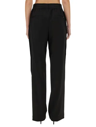 Helmut Lang Tapered Wool Twill Straight Leg Pants In Black