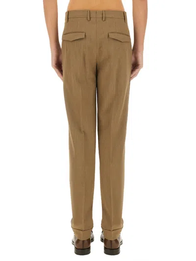 Pt Torino Tailored Brown Suit Pants With Straight-leg Silhouette In Brown