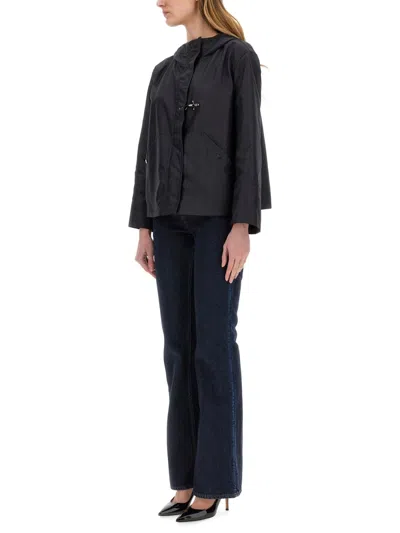 Fay Stretch Gabardine Caban In Black