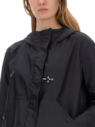 Fay Stretch Gabardine Caban In Black