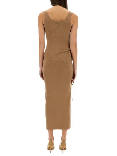 Michael Kors Stretch Wool Blend Camisole Dress In Brown
