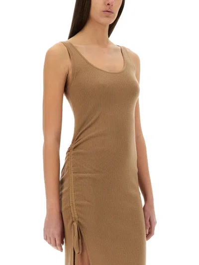 Michael Kors Stretch Wool Blend Camisole Dress In Brown