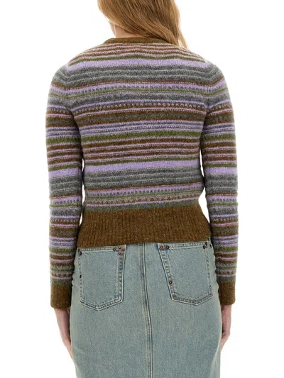 Ganni Embroidered Stretch Alpaca Blend Cardigan In Multi