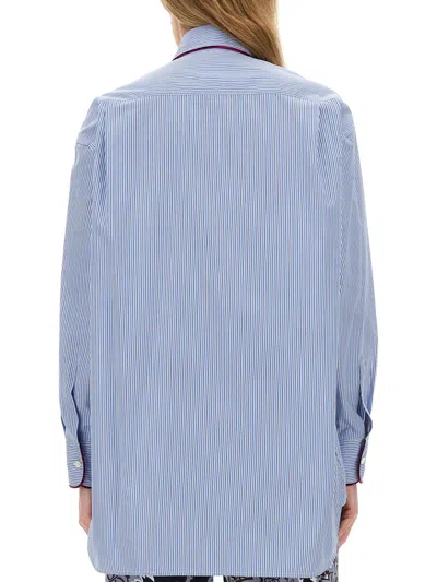 Etro Striped Cotton Shirt In Blue