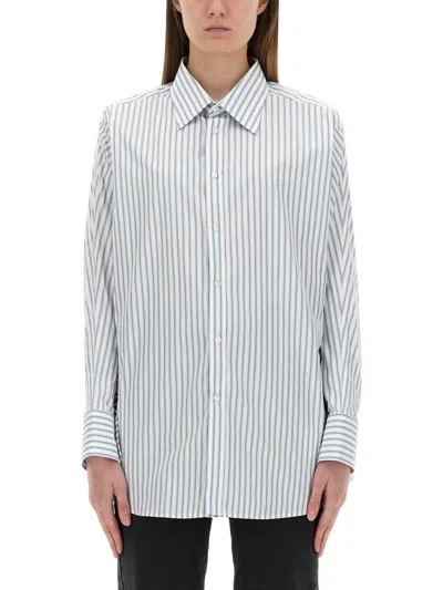 Maison Margiela Striped Dress-shirt Featuring Button Detail In White
