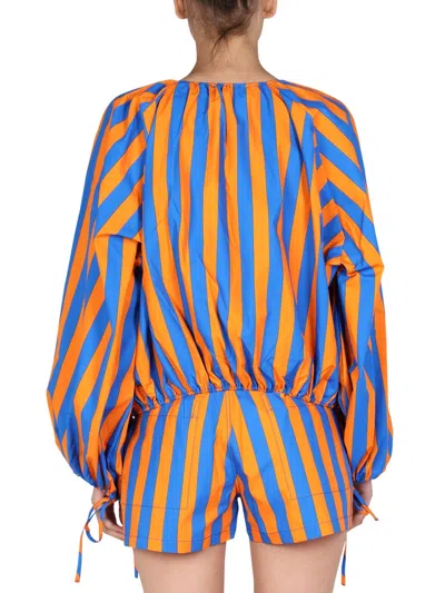 Sunnei Striped Pattern Shirt In Orange