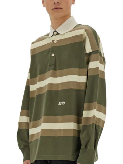 Autry Oversized Striped Polo Long Sleeves In Multi