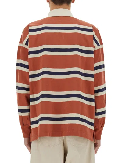 Autry Orange Polo Shirt With Lettering Logo Embroidered On The Front In Cotton Man In Multi