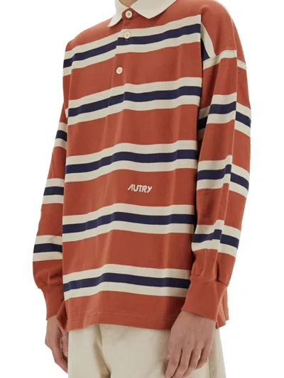 Autry Orange Polo Shirt With Lettering Logo Embroidered On The Front In Cotton Man In Multi