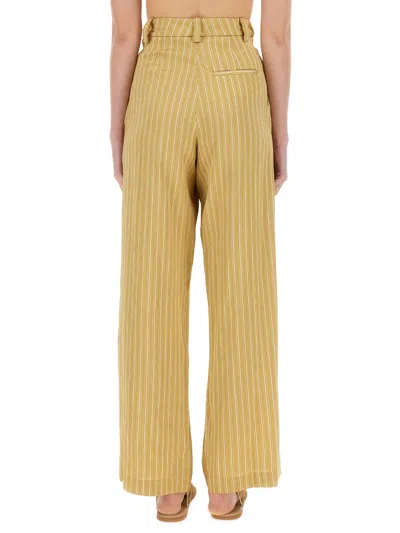 Alysi Striped Satin Tailored Pants In Gold