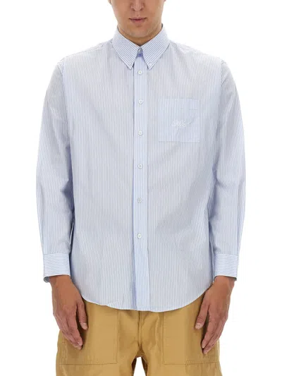 Drôle De Monsieur Striped Shirt Button-down Collar In Blue