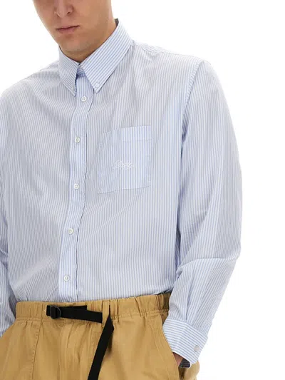 Drôle De Monsieur Striped Shirt Button-down Collar In Blue