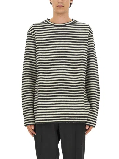 Jil Sander Striped Wool Compact Jersey T-shirt Men In Black