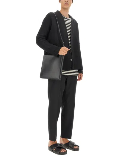 Jil Sander Striped Wool Compact Jersey T-shirt Men In Black