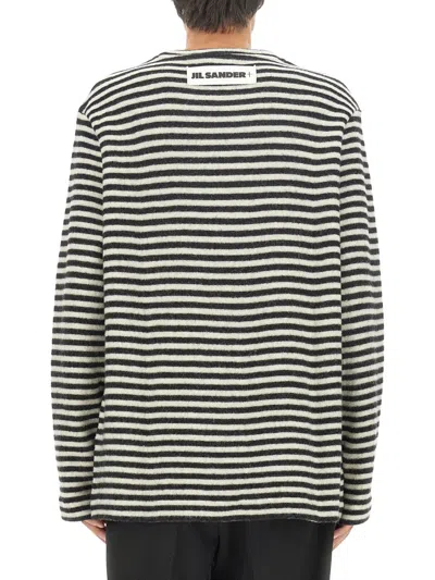 Jil Sander Striped Wool Compact Jersey T-shirt Men In Black