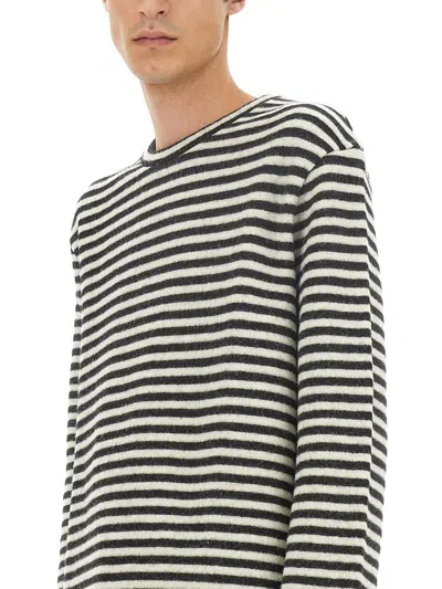 Jil Sander Striped Wool Compact Jersey T-shirt Men In Black