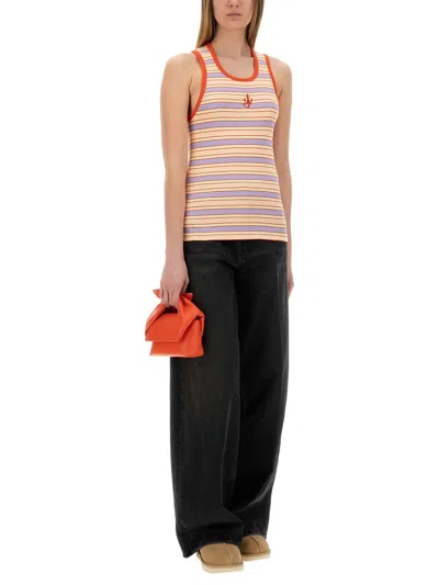 Jw Anderson Multicolor Contrast Trim Striped Tank Top In Multi