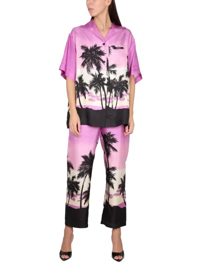 Palm Angels Sunset Print Shirt In Purple