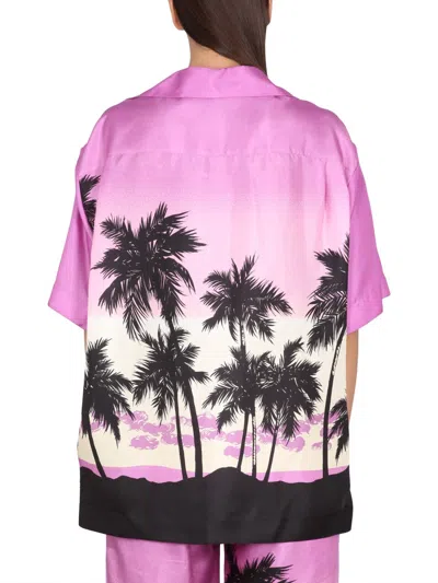 Palm Angels Sunset Print Shirt In Purple