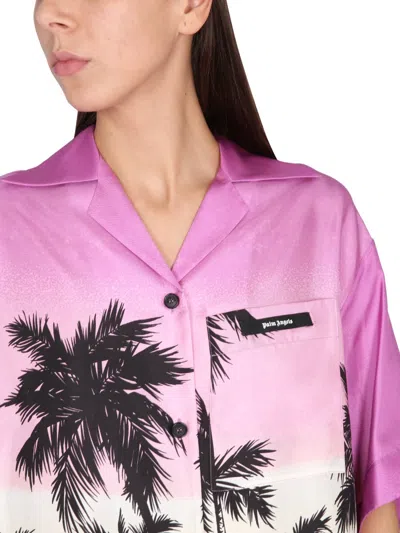 Palm Angels Sunset Print Shirt In Purple