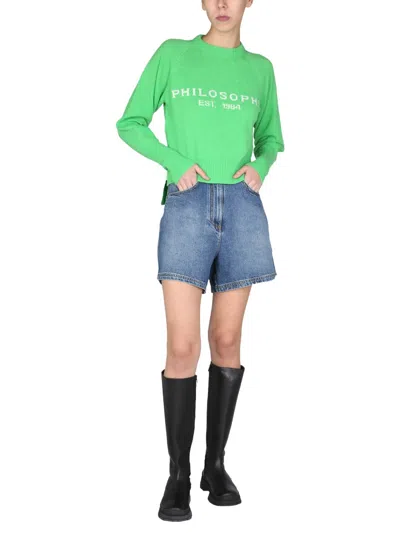 Philosophy Di Lorenzo Serafini Sweater With Logo Inlay In Green