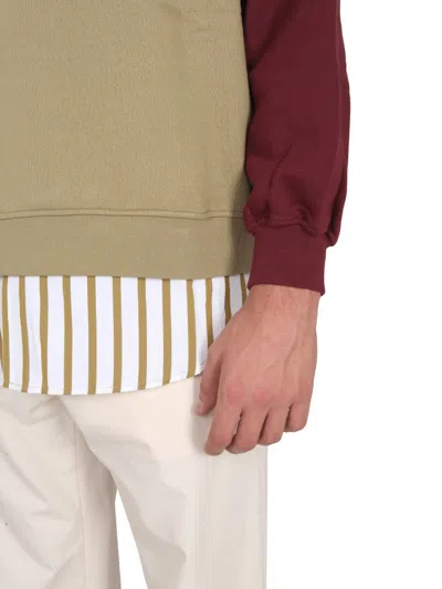 Sunnei Two-tone Cotton Sweatshirt With Drawstring Hood In Multi