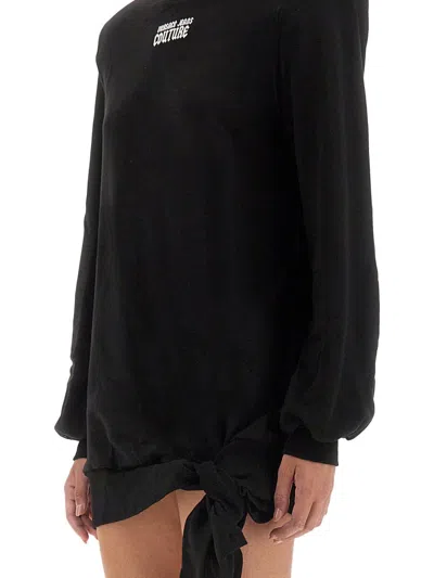 Versace Jeans Couture Bow Tie Embroidered Logo Sweatshirt In Black