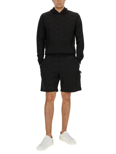 Moschino Sweatshirt With All Over Logo In Black