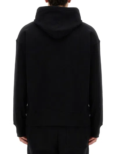 Msgm Logo Print Cotton Hoodie In Black