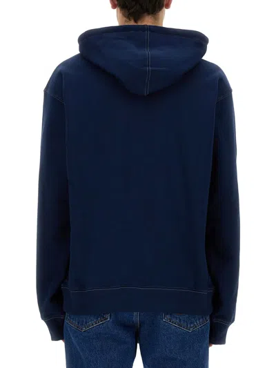 Msgm Logo Sweatshirt With Hood In Blue