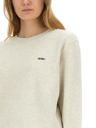 Autry Logo Embroidered Crew Neck Sweatshirt In Neutral
