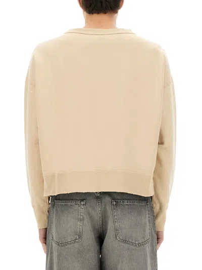 Maison Margiela Cotton Distressed Logo Sweatshirt In Brown