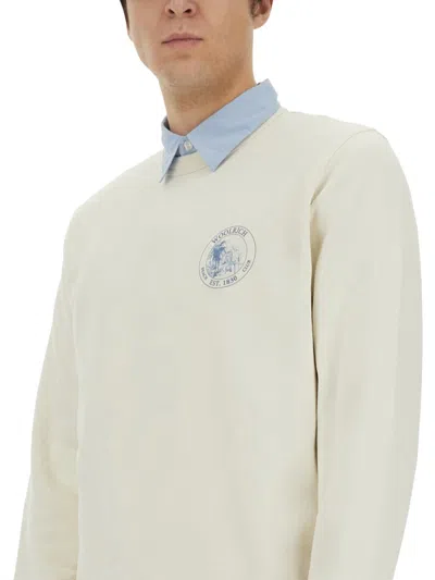 Woolrich Logo Crew Neck Sweater In Neutral