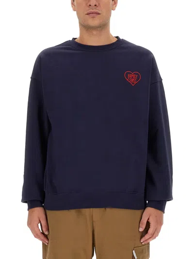 Family First Heart Sweatshirt In Blue