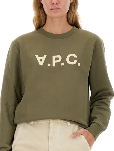 Apc A.p.c. Sweatshirt With Logo In Green