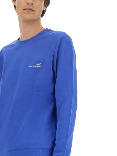 Apc A.p.c. Sweatshirt With Logo In Blue