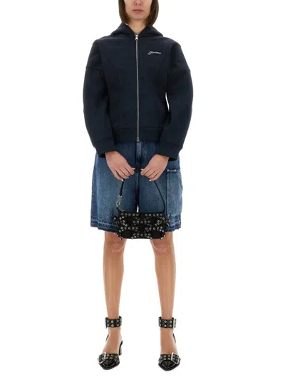 Ganni Sweatshirt With Logo In Blue
