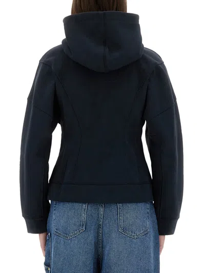 Ganni Sweatshirt With Logo In Blue