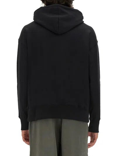 Msgm Logo Hooded Sweatshirt And Pocket In Black