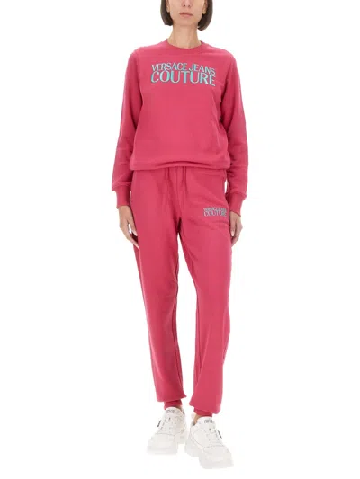 Versace Jeans Couture Logo Crew Neck Sweatshirt In Pink