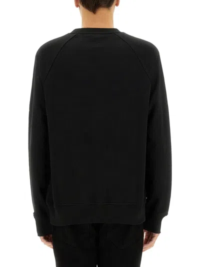 Balmain Logo Printed Cotton Sweatshirt In Black