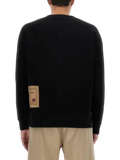 Ten C Raglan Sleeve Crewneck Sweatshirt With Patch Detail In Black