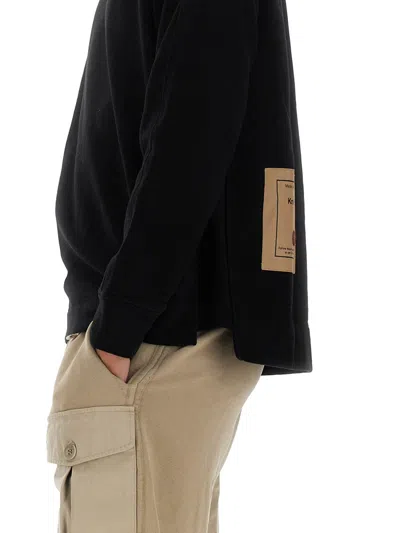 Ten C Raglan Sleeve Crewneck Sweatshirt With Patch Detail In Black