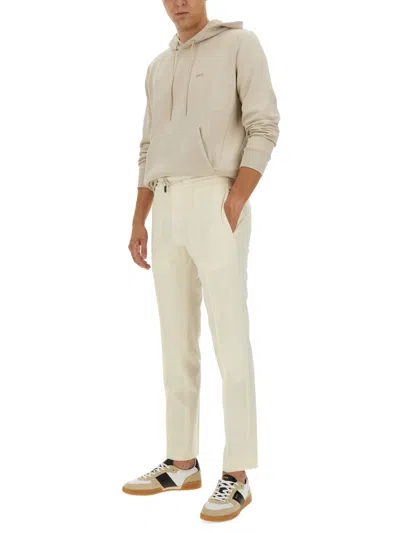 Hugo Boss Logo Hooded Sweatshirt Drawstring In Neutral