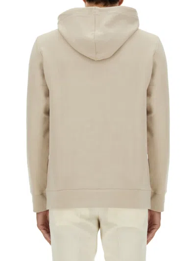 Hugo Boss Logo Hooded Sweatshirt Drawstring In Neutral
