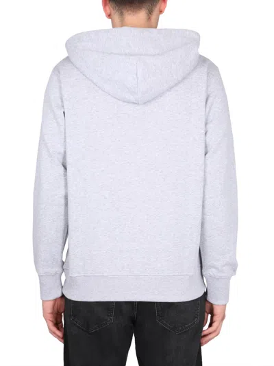Versace Jeans Couture Cross-neck Grey Sweatshirt With Bold Logo Design In Purple