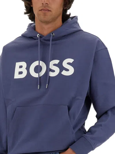 Hugo Boss Boss Sullivan Logo Hoodie In Blue