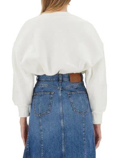 Alexander Mcqueen Cotton Sweatshirt With Contrasting Graphic Print In White
