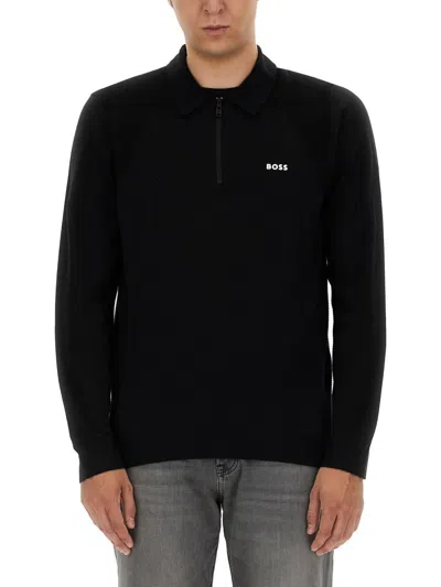 Hugo Boss Zip-up Sweatshirt In Black