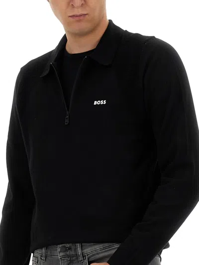 Hugo Boss Zip-up Sweatshirt In Black